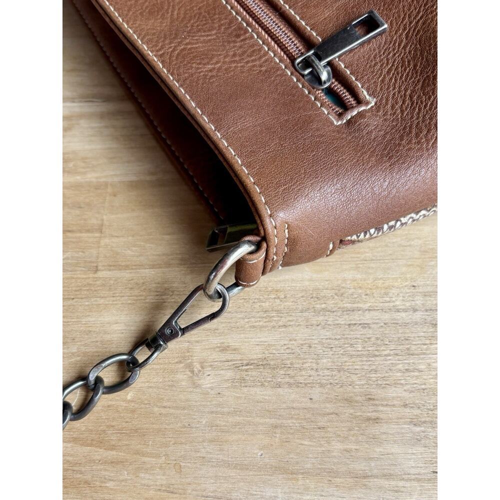 Brown Turquoise Studded Fringe Western Boho Chain Crossbody Shoulder Bag - Picture 12 of 12
